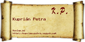 Kuprián Petra névjegykártya