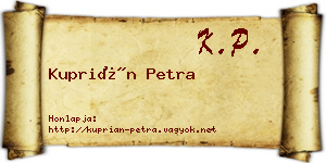 Kuprián Petra névjegykártya